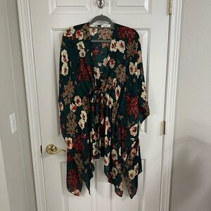 Umgee Floral Tie Front Swimsuit Coverup